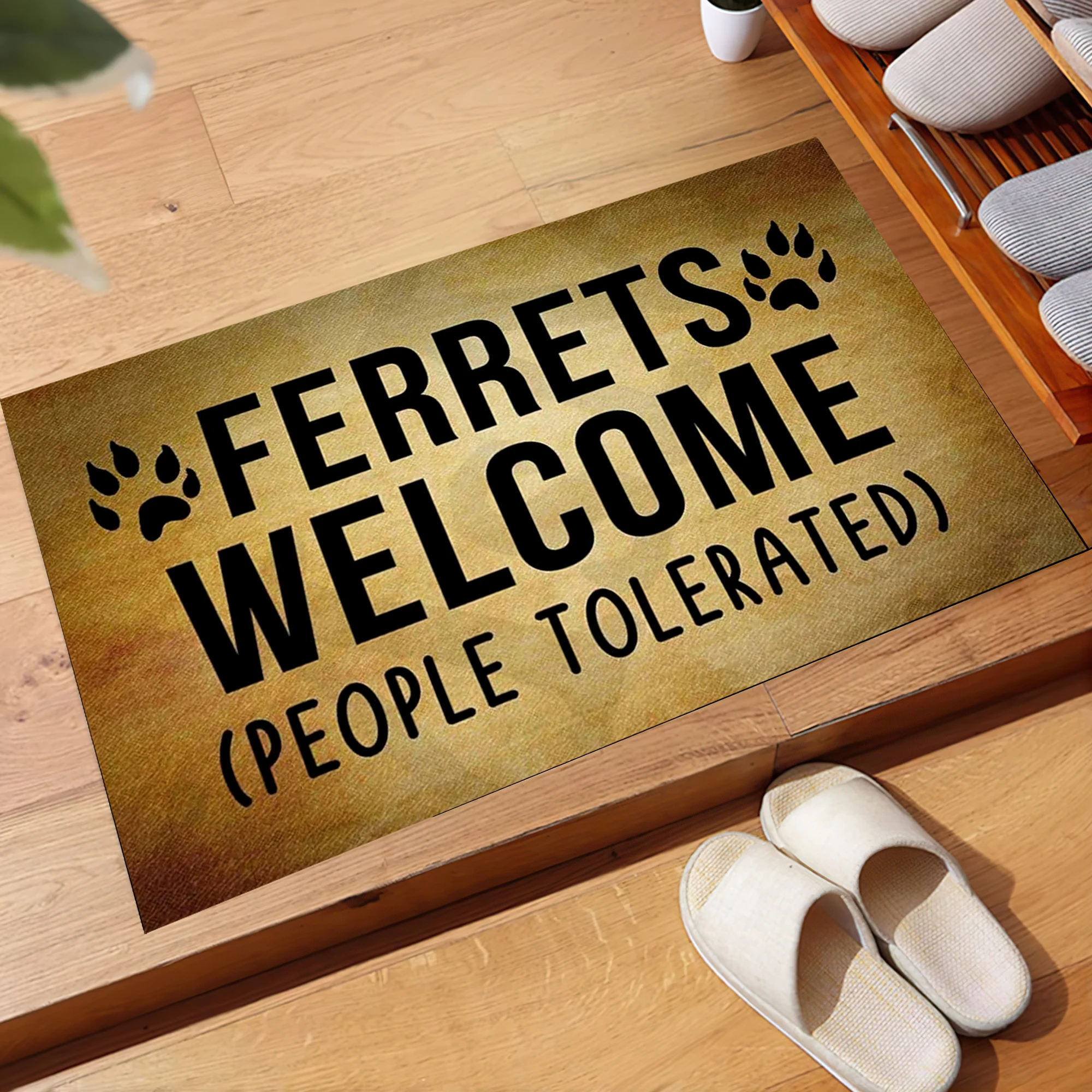 Ferrets Welcome People Tolerated Doormat Non slip Rubber Backing Outdoor Entrance Floor Mat Decorative Rugs Welcome Mat Entryway
