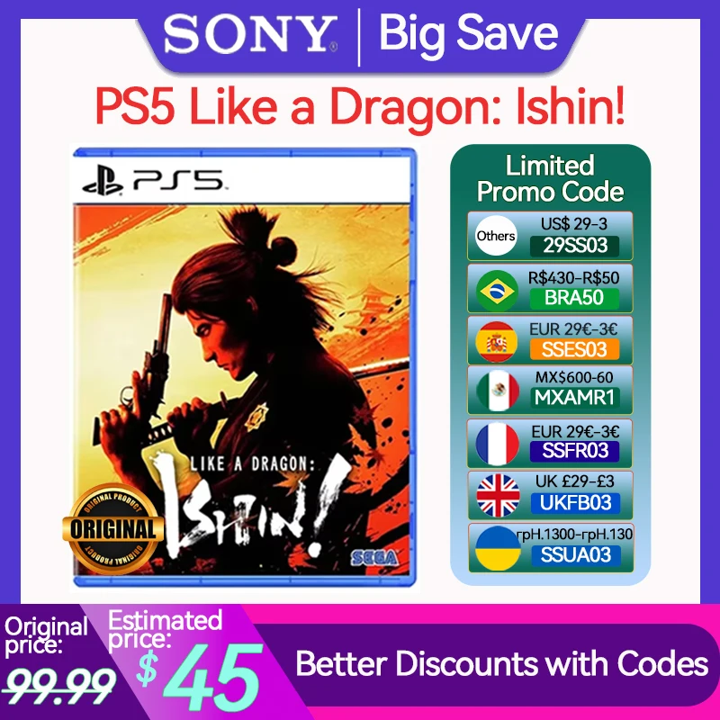 Sony PlayStation 5 Like a Dragon: Ishin! PS5 Game Deals Physical Original for Platform PlayStation5 PS5 CD-version Game Console