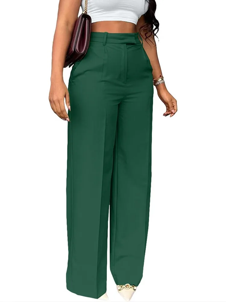 2025 Spring Autumn Trousers High Waist Straight Pants Wide-leg Pants Female Office Fashion Trousers Women New Ladies Clothes