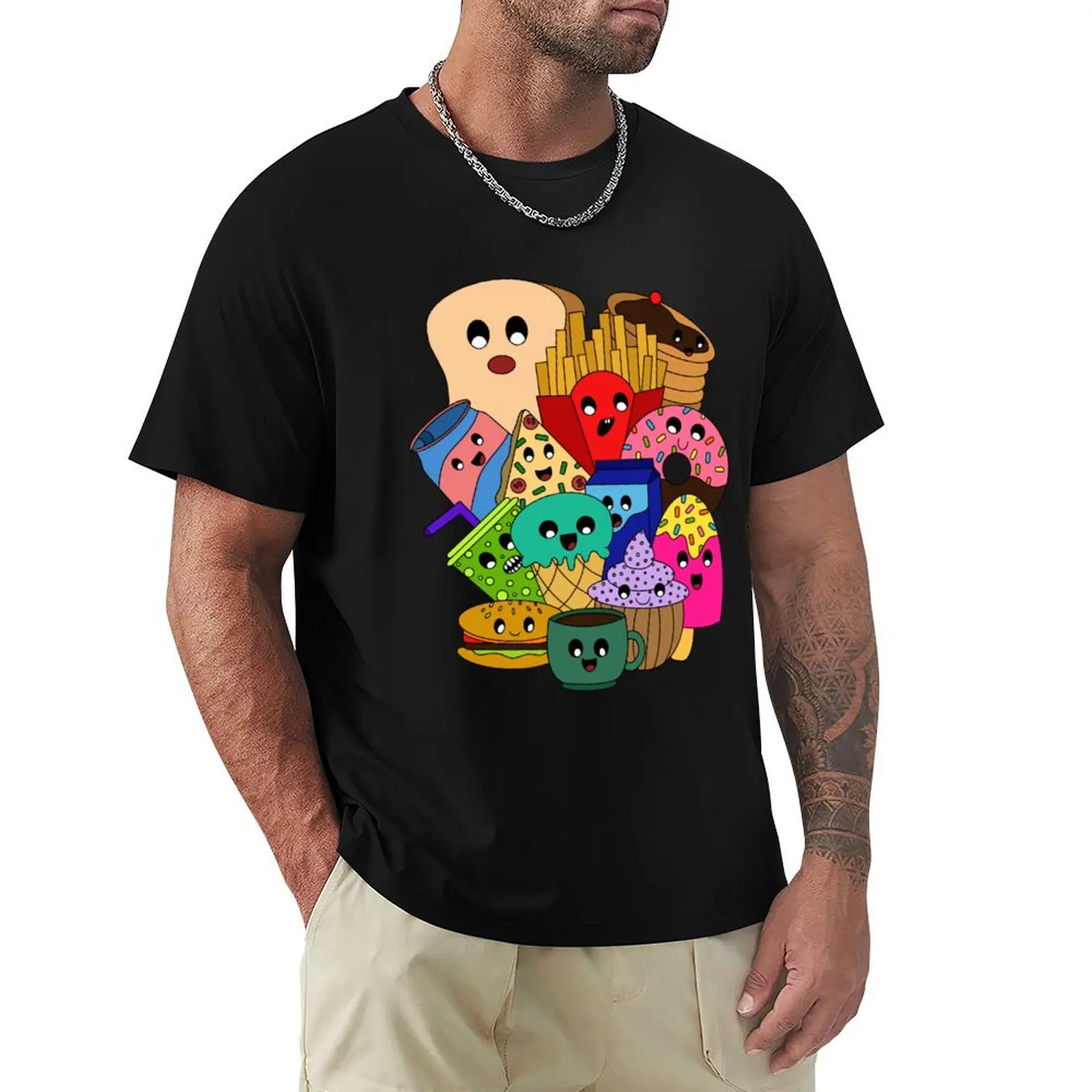 

Funny Food Doodles Design T-Shirt Thanksgiving Casual Tee