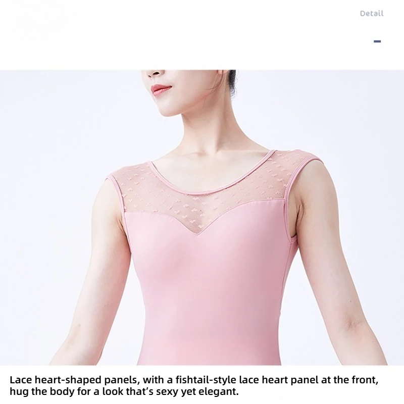 Women's Ballet Costumes Lace-Panel Jumpsuits Sleeveless Dance Leotard Quick Dry Stretch Fabric with Removable Cups for  Dance