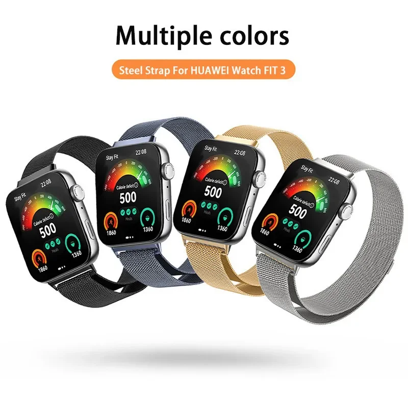 Correa de Metal de acero inoxidable para Huawei Watch Fit 3, pulsera de repuesto, lazo magnético de Milán para Huawei Fit3