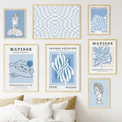 Blue Abstract Matisse Coral Leaves Sculpture Wall Art Canvas Painting Nordic Posters And Prints Pictures For Living Room Decor