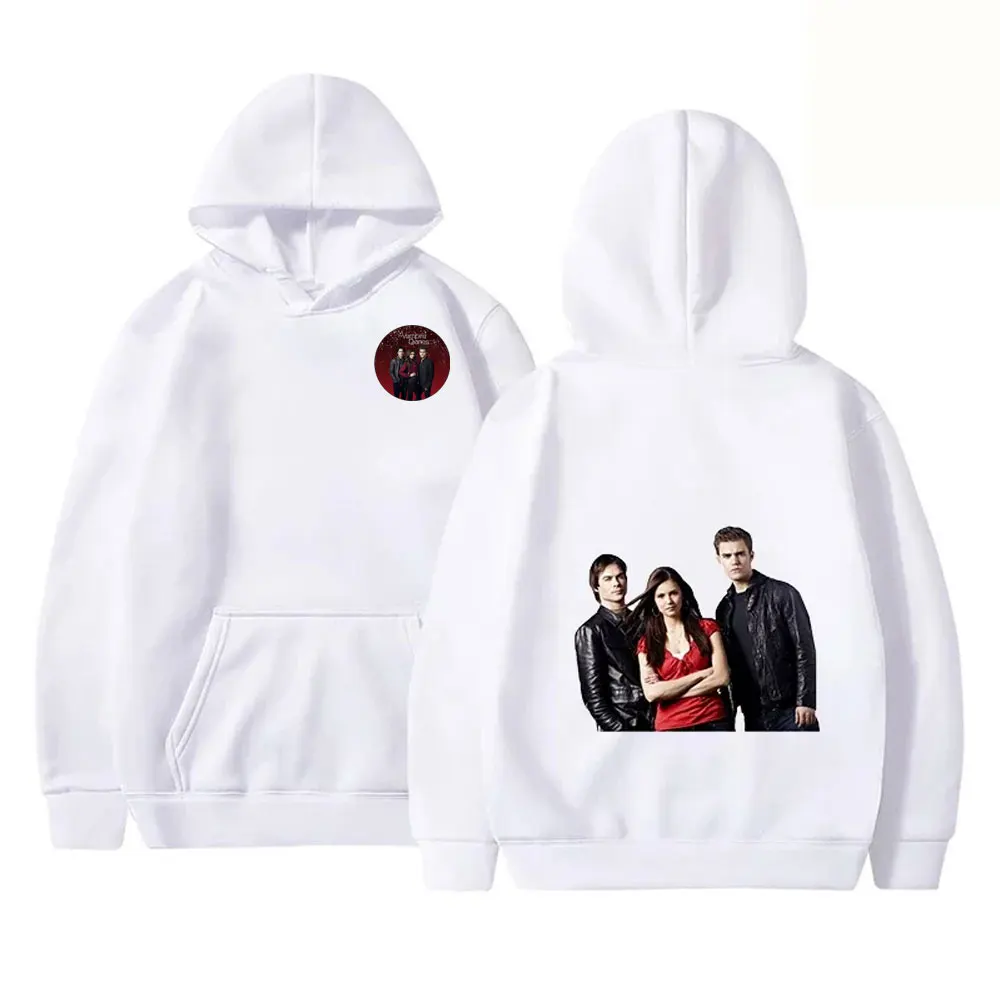 The Vampire Diaries Harajuku Printed Hoodies Cool Logo Casual Pullover Streetwear Fashion Long Sleeve Sweatshirt