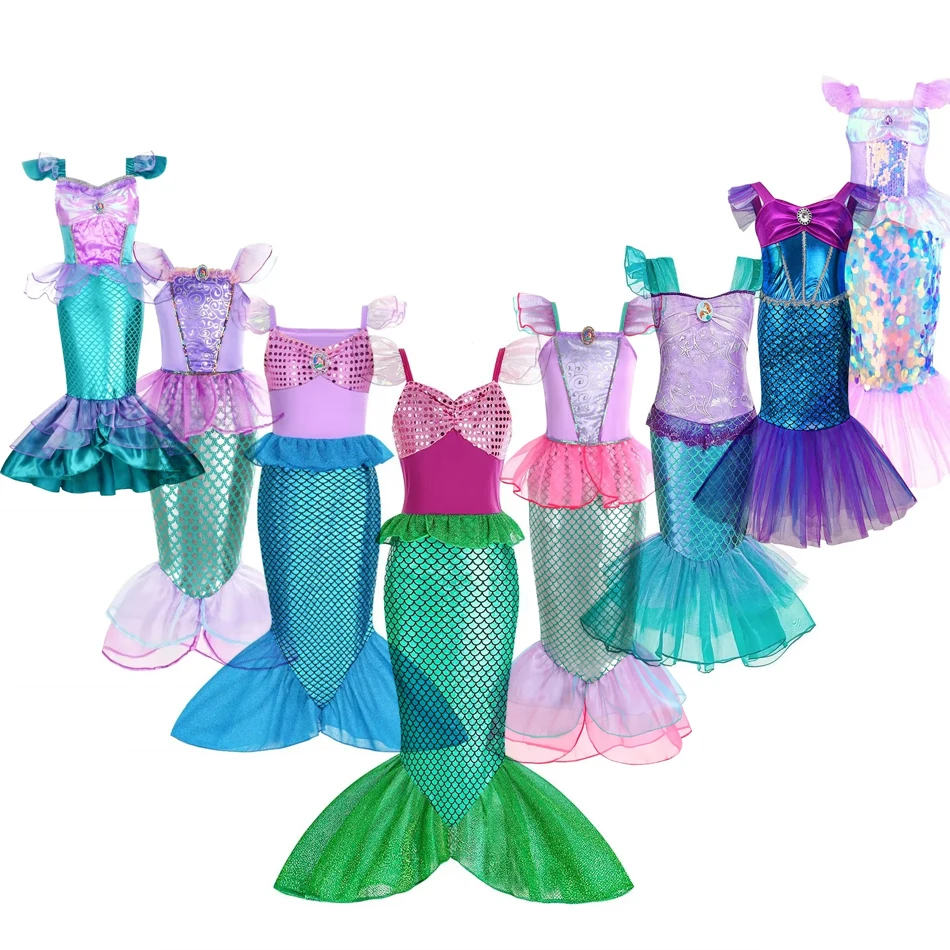 Mermaid Costume Girl Birthday Party Princess Dress Kids Charm Dresses 3 4 5 6 7 8 9 10 Years