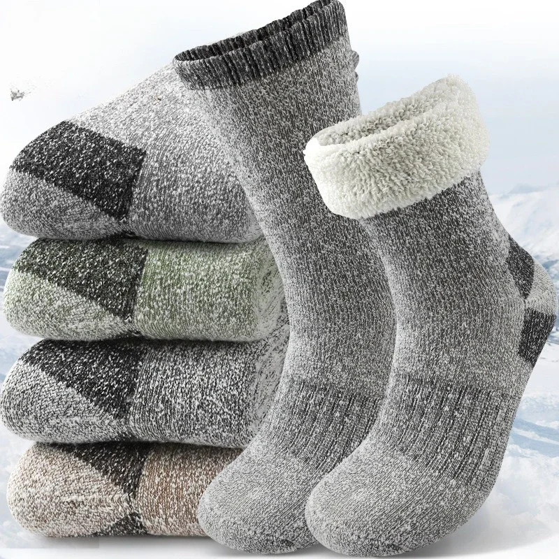 1/3 Pairs Winter new Fashion versatile Men Socks Super Thick Thermal Mid Calf Socks Warm Wool Skiing comfortable Sports Socks