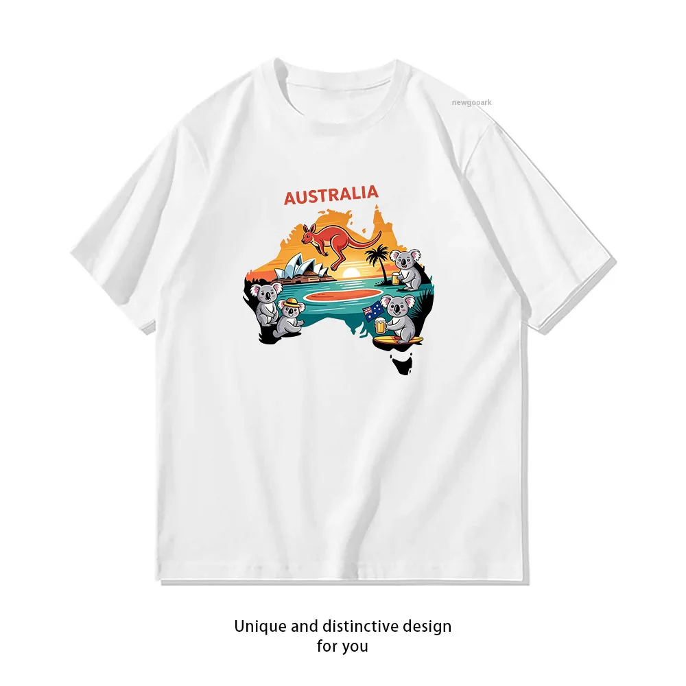 Australia Travel Cute Koala Kangaroo T-shirt Woman Man Summer Cotton Graphic T Shirts Adult Casual Breathable Outdoors tees tops