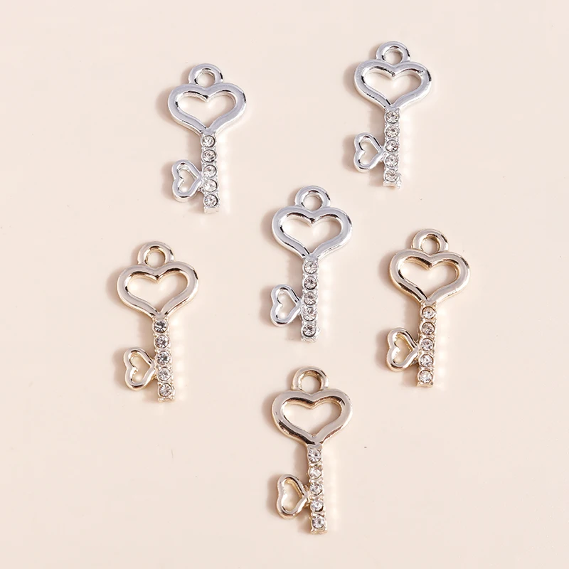 20 Stück 12x23mm Niedliche Kristall-Legierungs-Schlüsselanhänger für Schmuckherstellung, Halsketten, Ohrringe, Armbänder, DIY-Bastelzubehör ﻿ – Detail 5