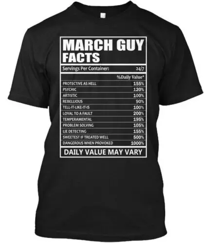 March Guy Facts Servings Per Container 247 %25daily T-Shirt Made in USA S to 5XL