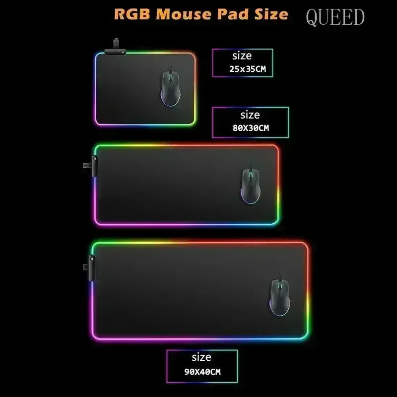 RGB Classic Game Final Fantasy Anime Mouse Pad LED Computer Laptop Game Mousepad PC Game Accessory Desk Mats Luminous Mouse Mat