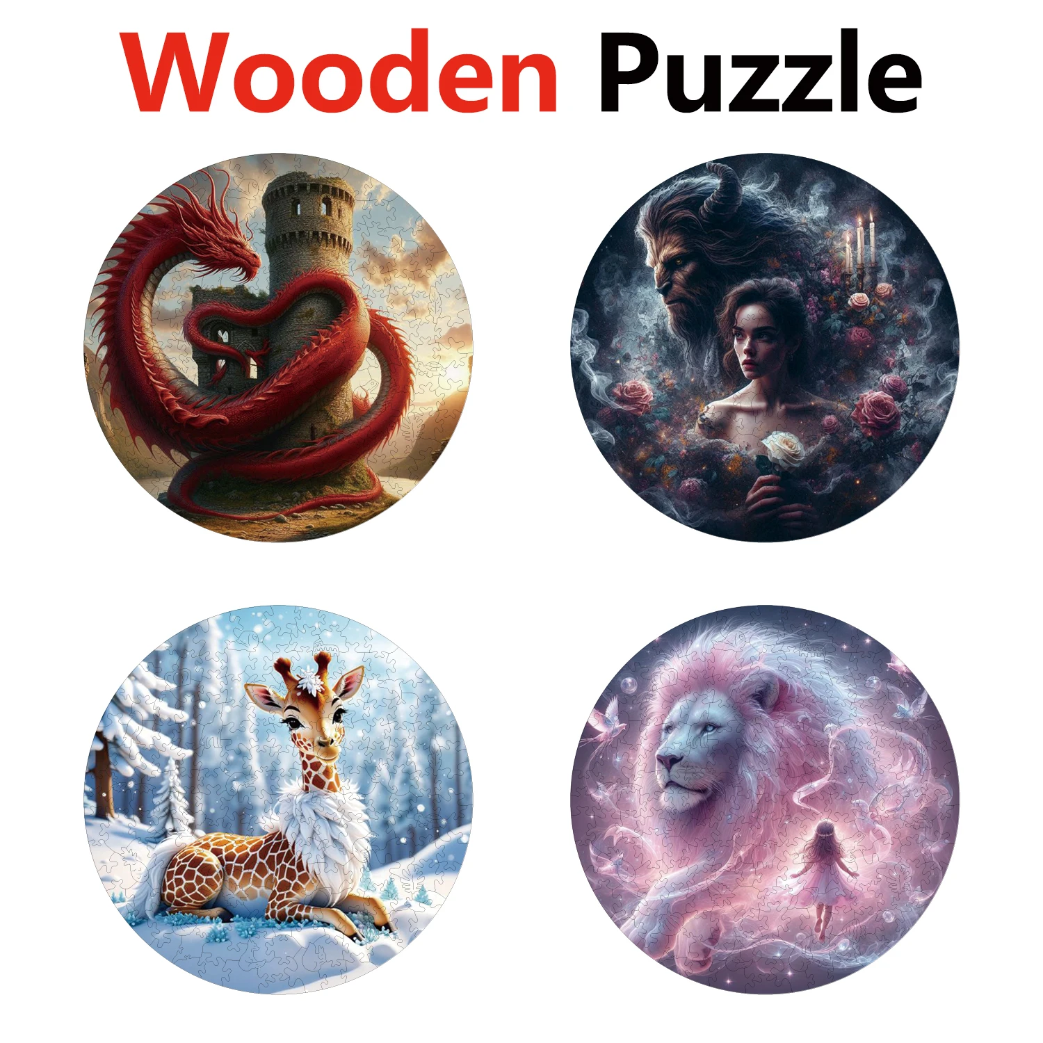 

Dragon Beauty Deer Lion Animal Puzzles High Quality Jigsaw Puzzle Wooden Puzzle Best Christmas Gift