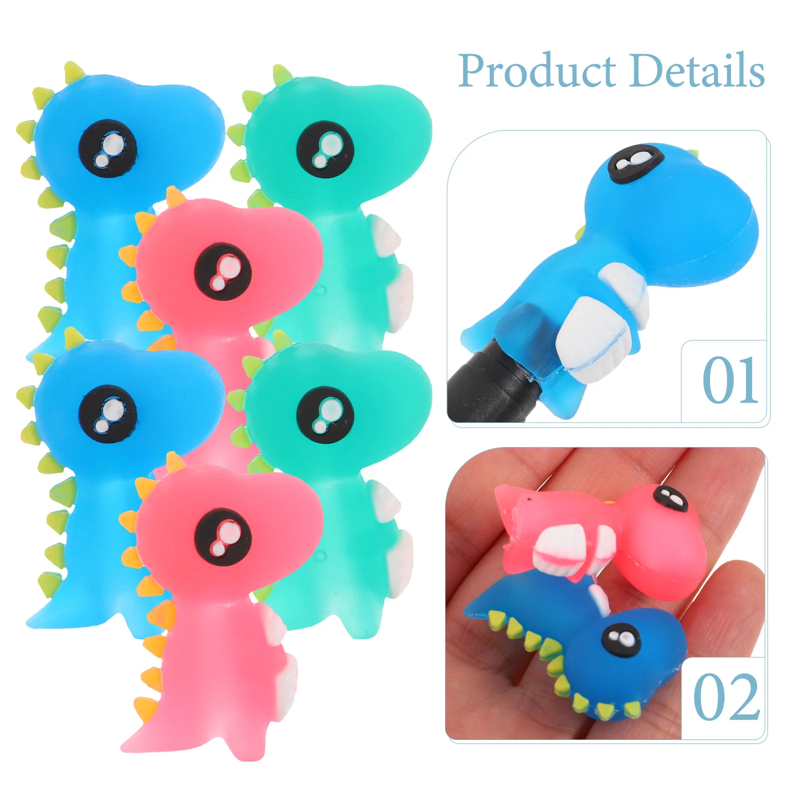 Mini Cartoon Pen Extender, Lápis Top Erasers, 3D Topper Caps, Tops Decors, Adorável, Prêmio, 12 Pcs