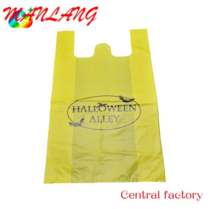 Custom  Customized Logos Print Biodegradable Packaging Plastic Shopping Bag With T-shirt Handle