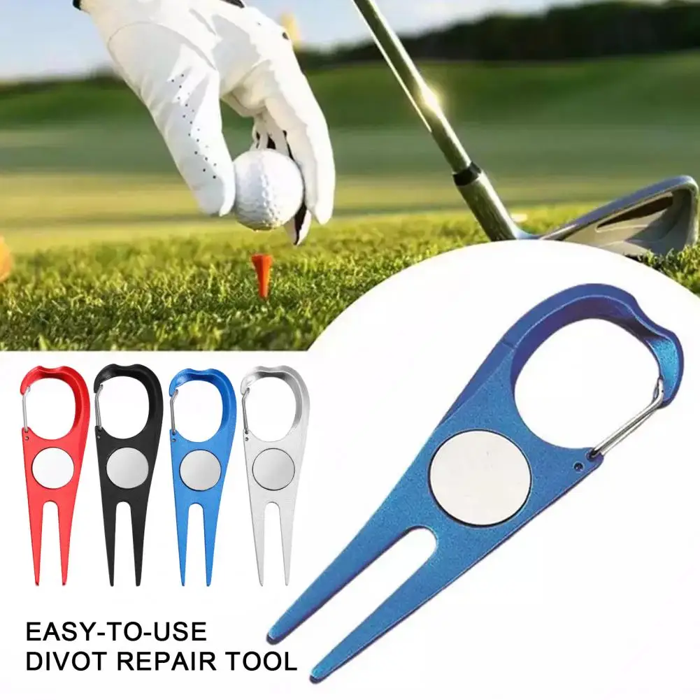 Golf Divot Repair Tool Aluminum Alloy Green Fork with Magnetic Ball Marker Golf Accessories for Golfers Golf Fork Cleaner