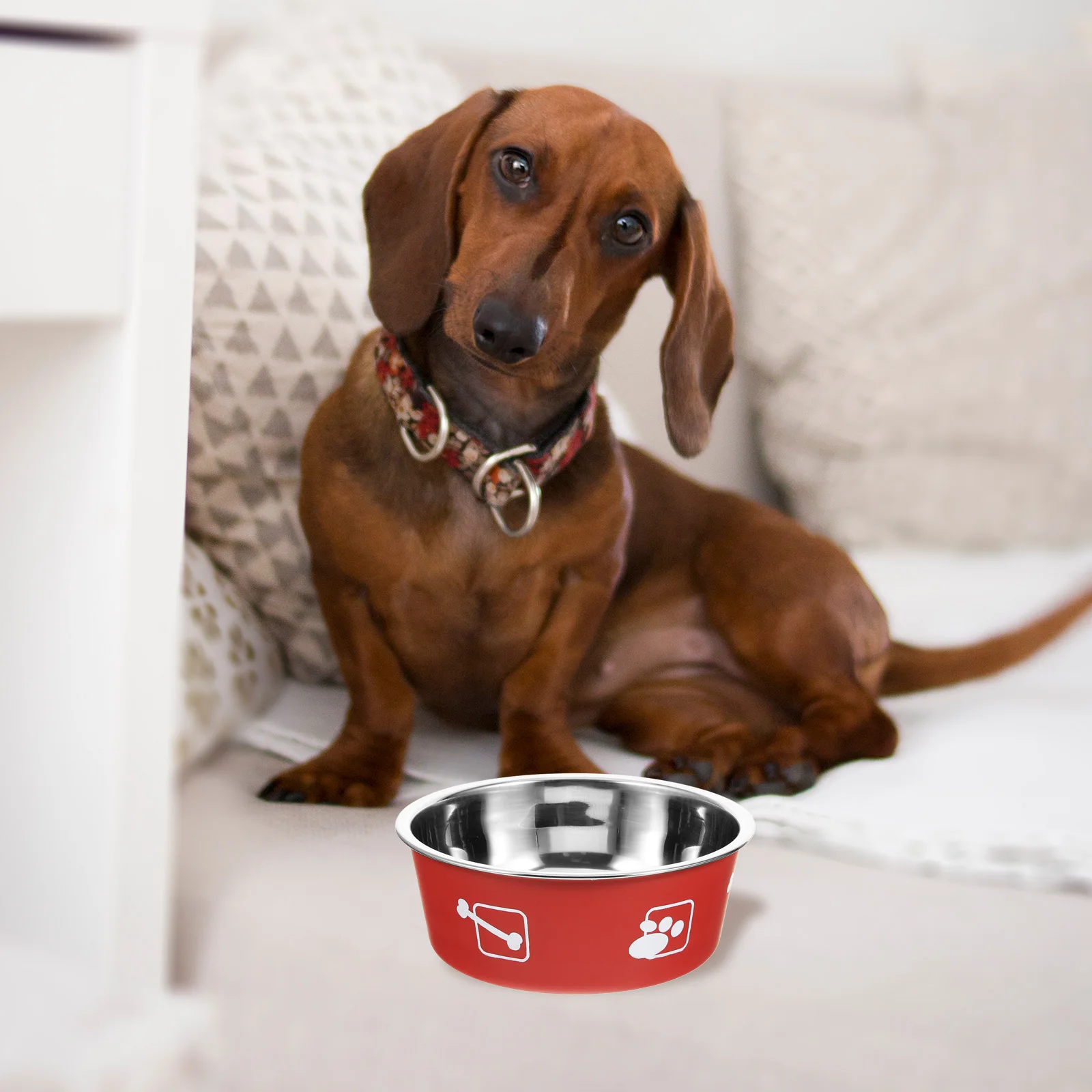 

Stainless Steel Dog Food Bowl Anti-Slip Sturdy Large Capacity Pet Feeding Container Practical Puppy Food Feeder Indoor Dog Water