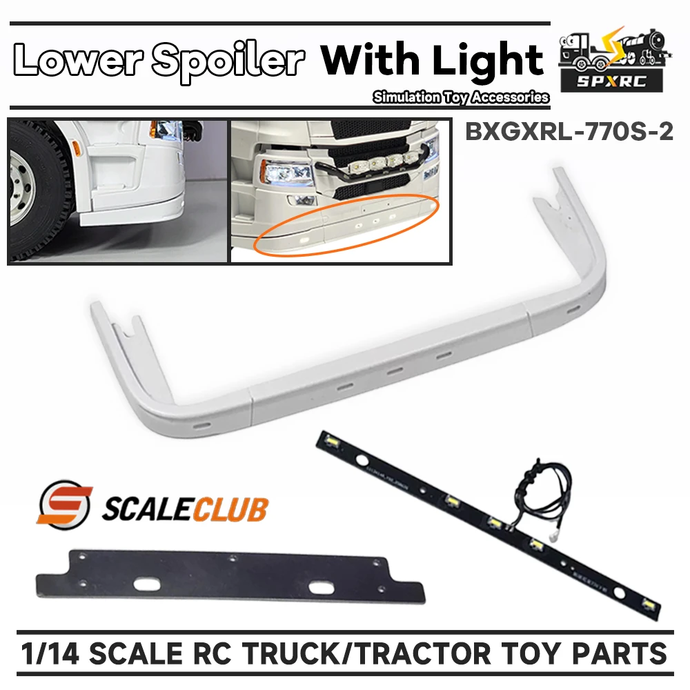 770S Spoiler mit Leuchten, verbesserte Version BXGXRL-770S-2, für 1/14 Tamiya RC-LKW-Anhänger, Evakuator, Scania, SCALECLUB, Spielzeugmodellteile.