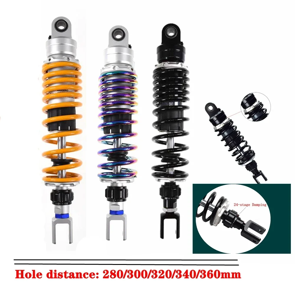 1pcs Universal 280 to 360mm Motorcycle Damping Adjust Air Rear Shock Absorber For Honda Yamaha Kawasaki Suzuki Ducati Benelli