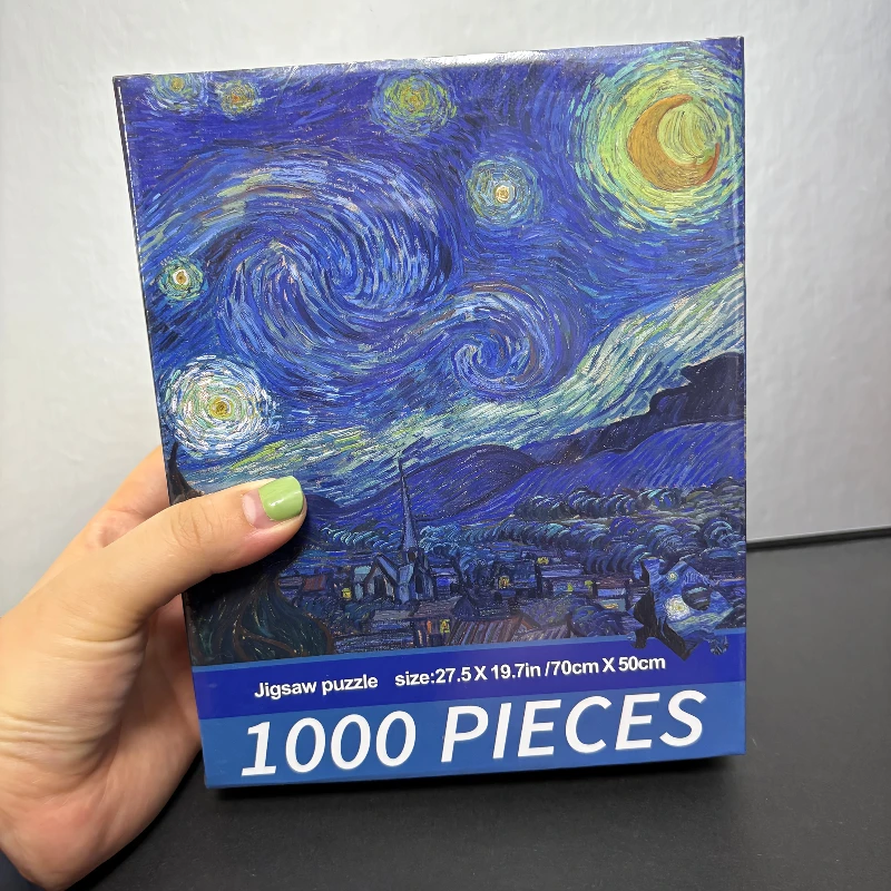 Rompecabezas de noche estrellada de Van Gogh, 1000 Uds. - 70cm x 50cm, rompecabezas grande para adultos, proyecto de arte desafiante para decoración del hogar o idea de regalo