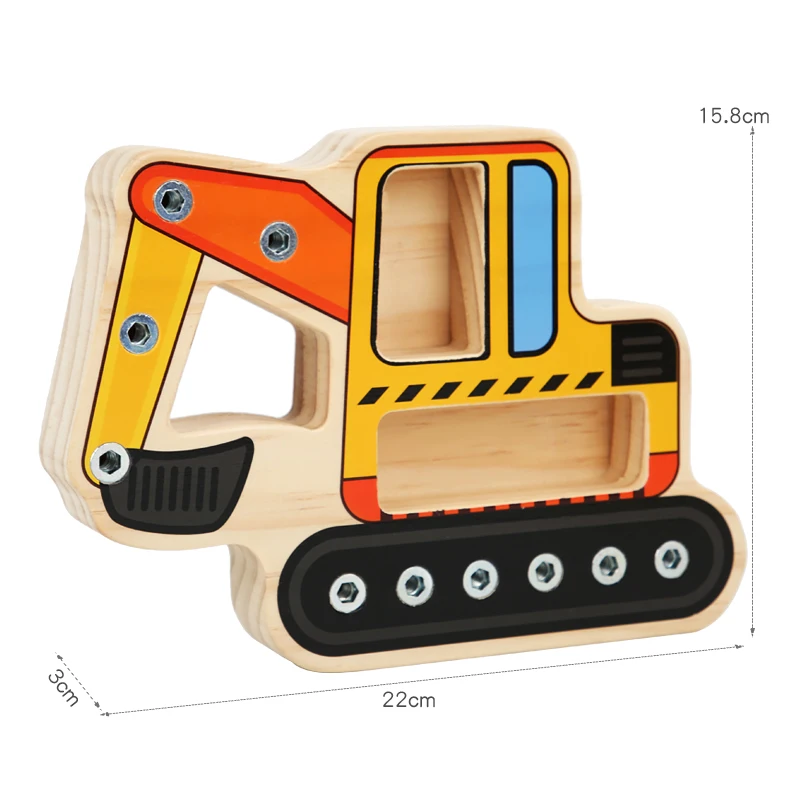 Kids Screw Busy Board Wooden Toy Children Montessori Fine Motor Training Nut Screw Disassembly Engineering Car Puzzle Game