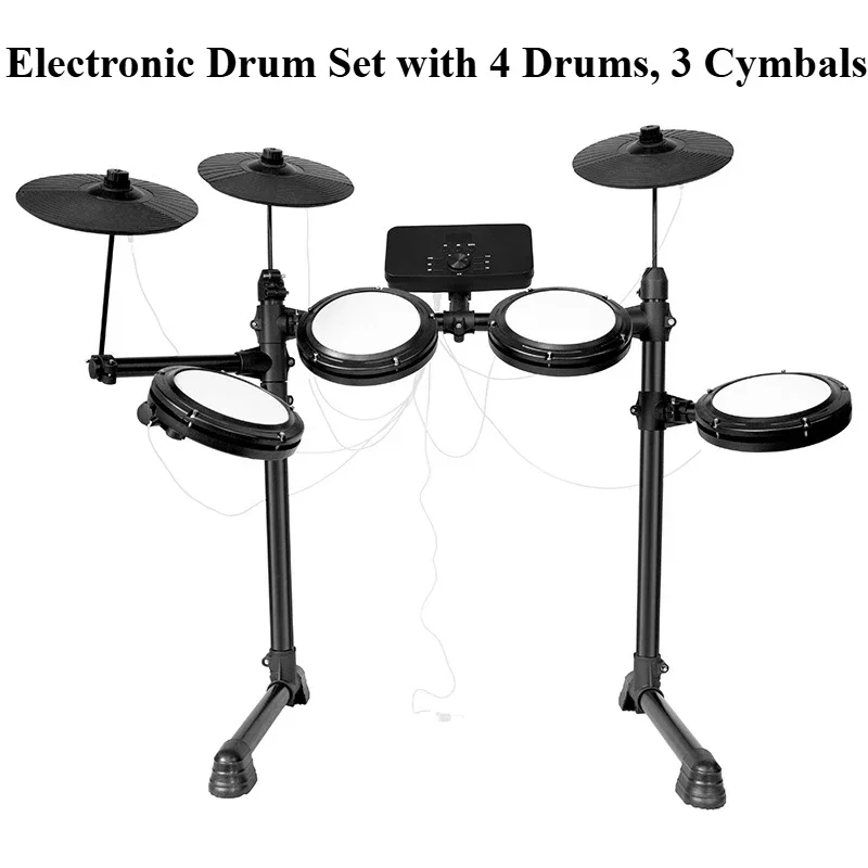 

High-quality Electronic Drum Set with 4 Drums, 3 Cymbals for Jazz Practice