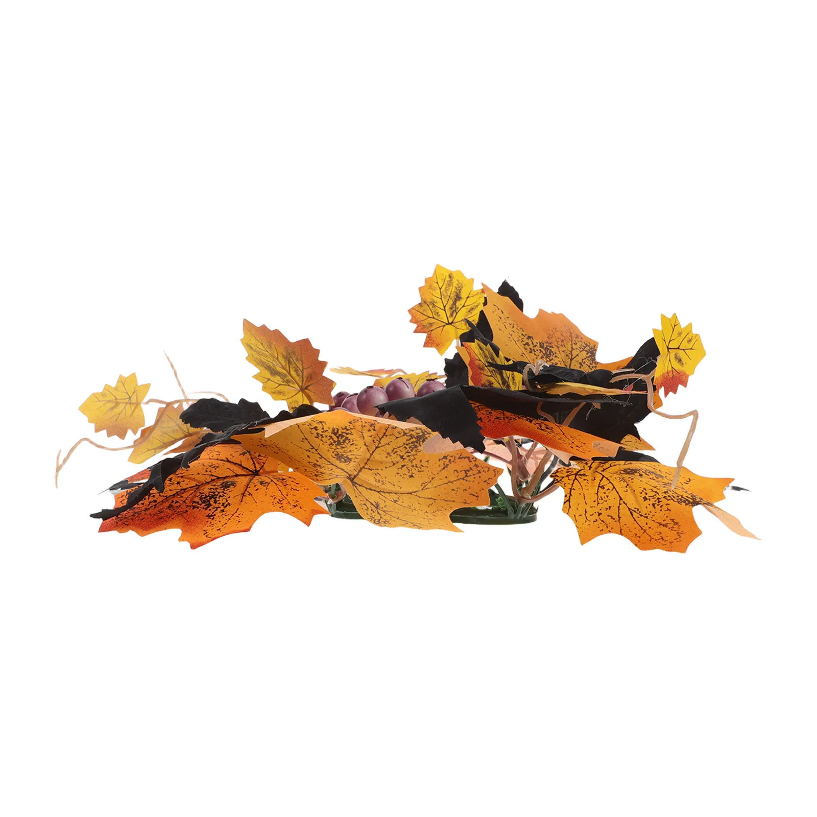 

Small Fall Wreath Maple Leaf Ring Wreath Berries Artificial Leaf Decor Thanksgiving Table Centerpiece Pillar Candles