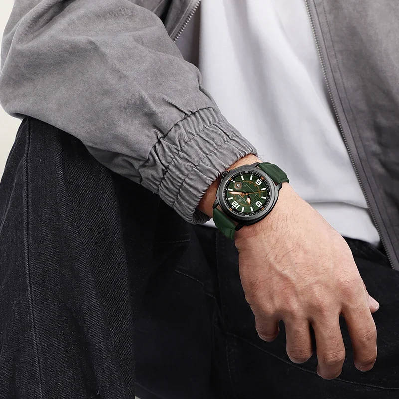 Men's Casual Quartz Watch, Waterproof Leather Strap
