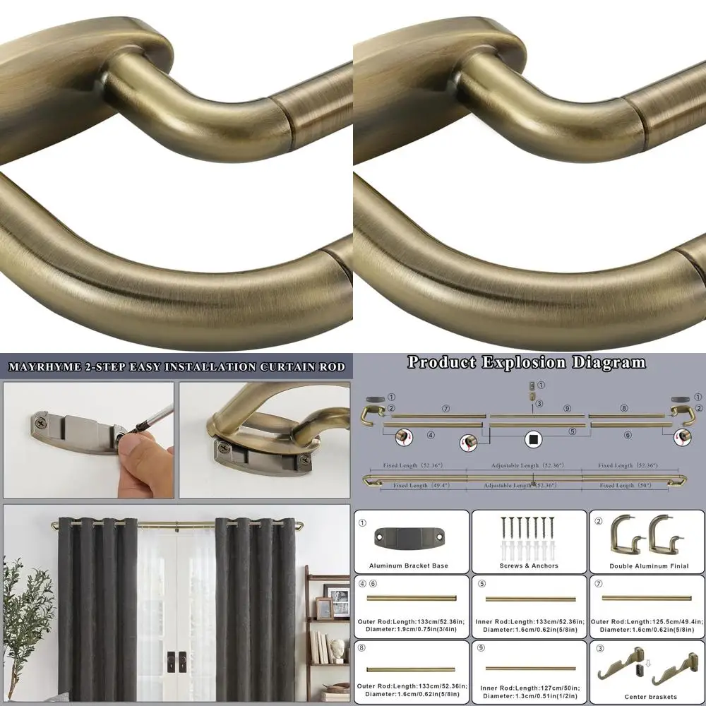 

Adjustable Antique Bronze Double Curtain Rod, 72-144 Room Darkening, Wrap-Around Design, 3/4 & 5/8 Diameters