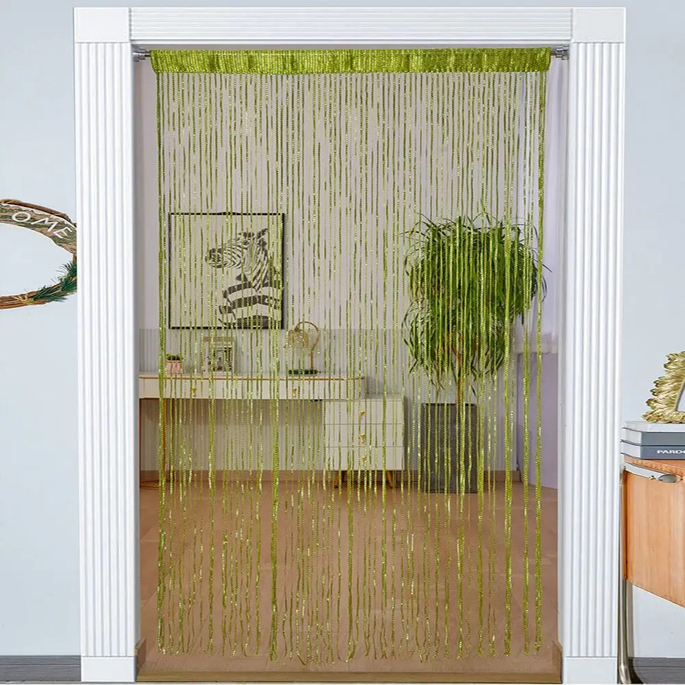 100cm*200cm Straight Line Curtains Multicolor Silver Wire Tassel Door Curtain Straight Line Tassel Silk Thread Curtains