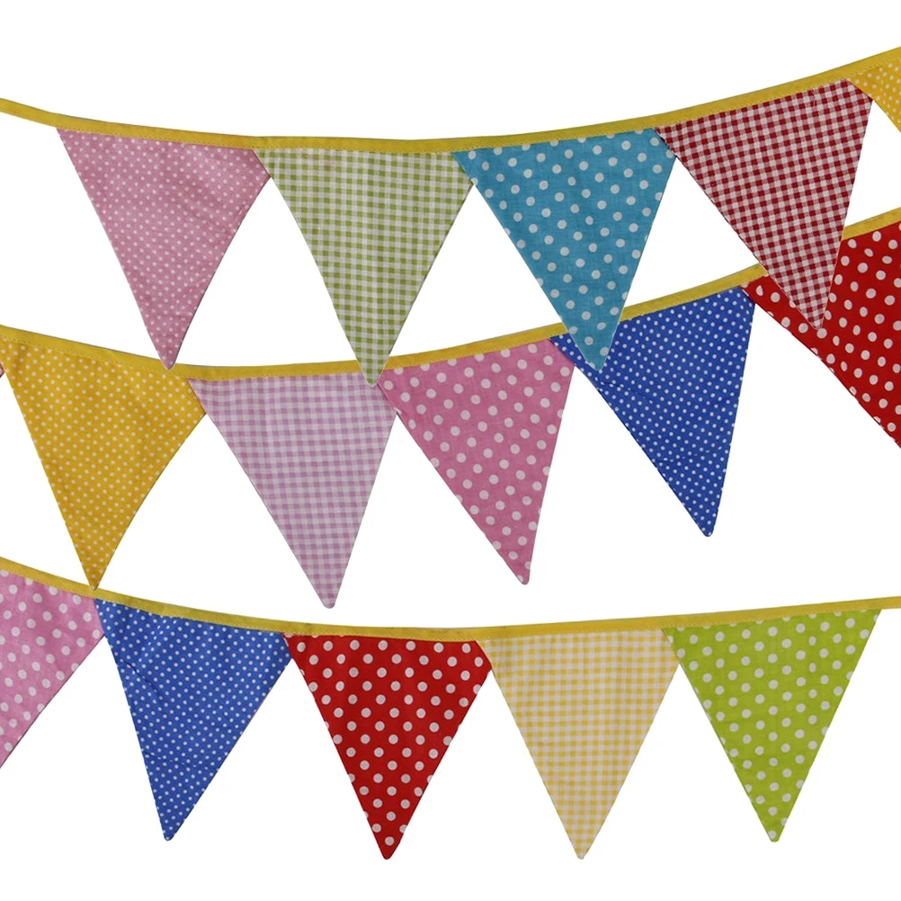 

12 Pcs Triangle Cotton Banner R om Color 16x16 Inch Flags 2 2m Perfect for Wedding Birthday Party Street Decor Triangle Bunting