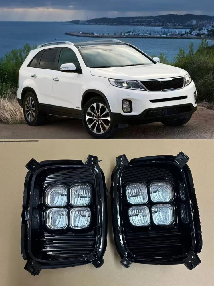 FOR KIA SORENTO 2012-2014 Car LED Daytime Running Light Front Bumper Fog Lamp Replacement Car DRL 12V Daylights Driving light