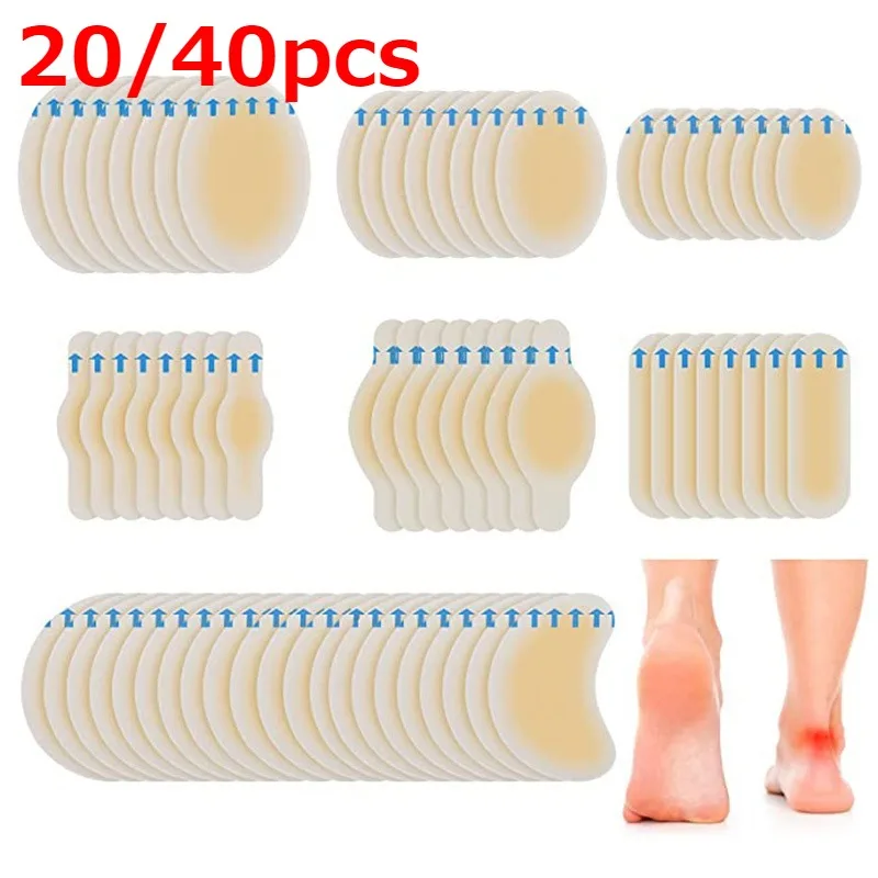 

40 шт. блистерные пластыри, невидимые гидроколлоидные гелевые блистерные повязки, блистерная подушка для пятки, ног, ног и защитной кожи