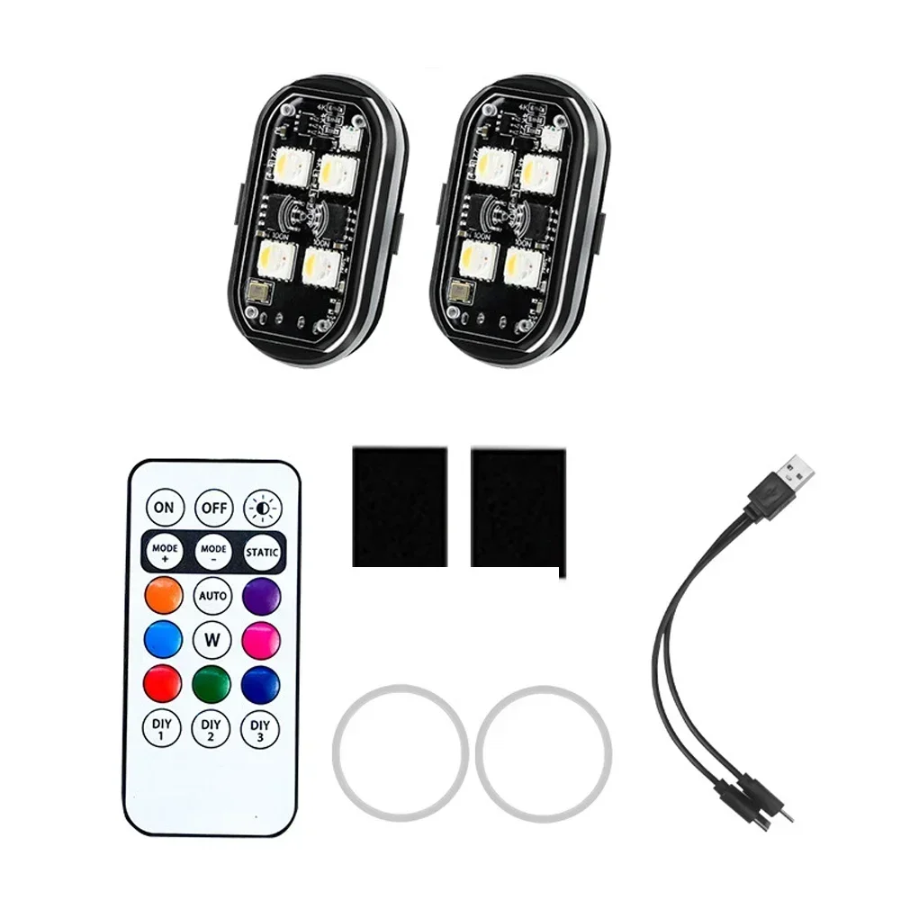 Drahtlose RGB-LED-Blitzlichter, Motorradbeleuchtung, LED-Blitz mit USB-Ladeleuchte, Flugzeug, Flugzeug, Hubschrauber, Warnleuchten