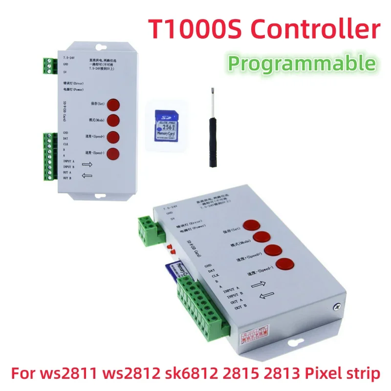 Neue T1000S SD Karte RGB LED Controller Max 2048 Pixel DC5V ~ 24V WS2812B WS2811 WS2815 LPD6803 SK6812IC LED Streifen Licht Led Modul