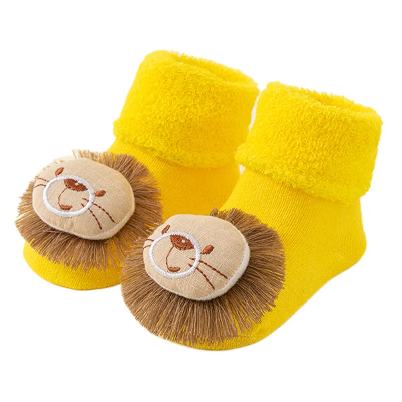 Baby Autumn and Winter with Wool Thickened Cotton Cute Cartoon Doll Wool Circle Non-slip Glue Floor Newborn Toddler Socks