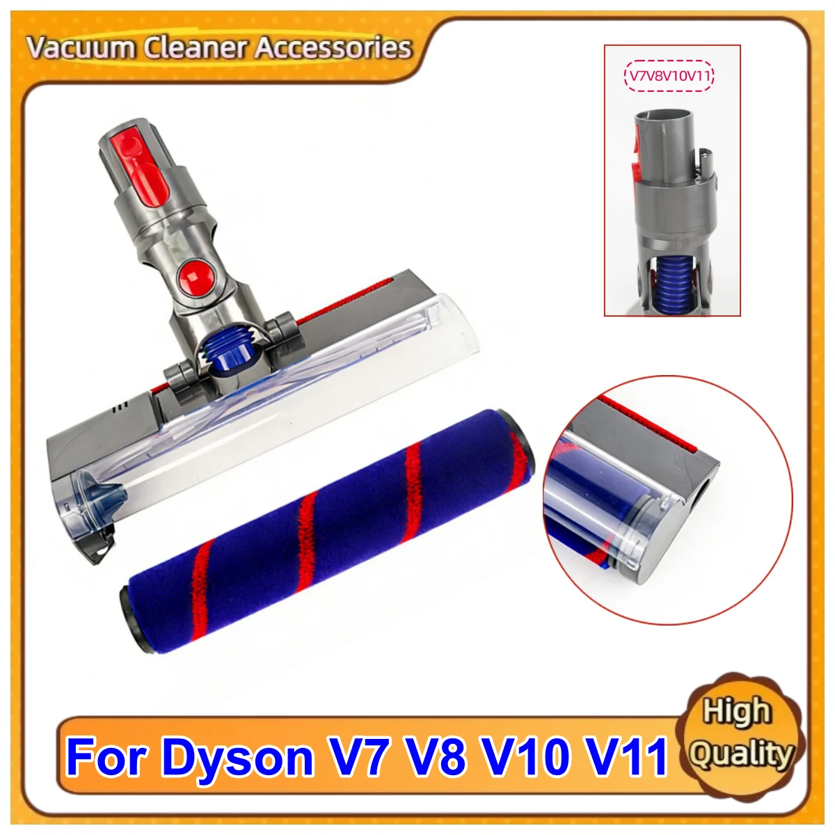 

Щетка для пылесосов Dyson V10 V8 V7 V11 V15 с прямым приводом, турбощетка с быстрым креплением для чистки ковров