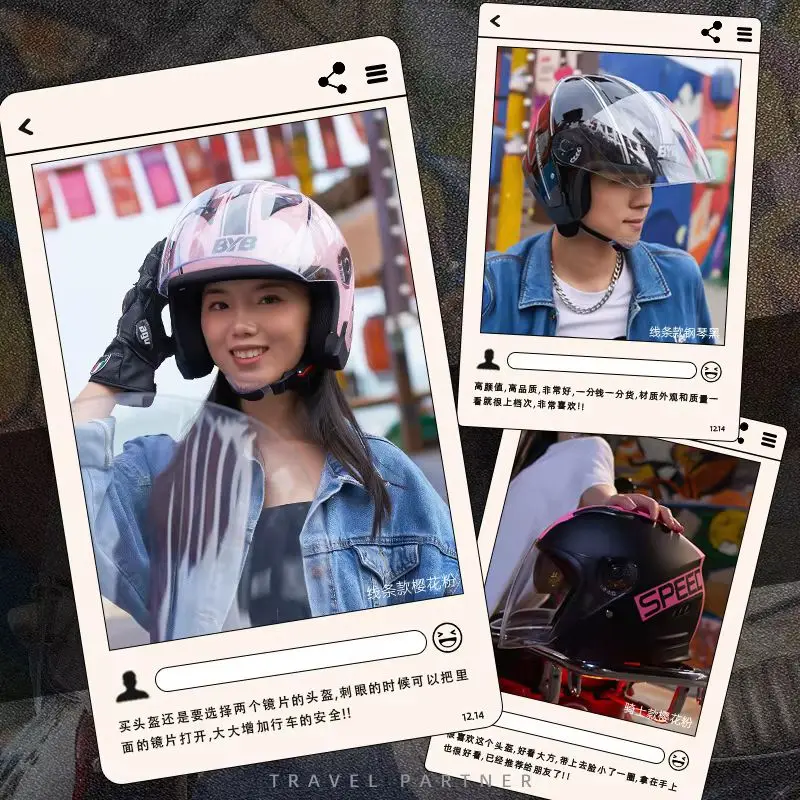 

Motorcycle Open Face Helmet Unisex Lightweight Retro 3/4 Helmet With Dual Lens Sun Visor Face Shield For Scooter Bike Riding