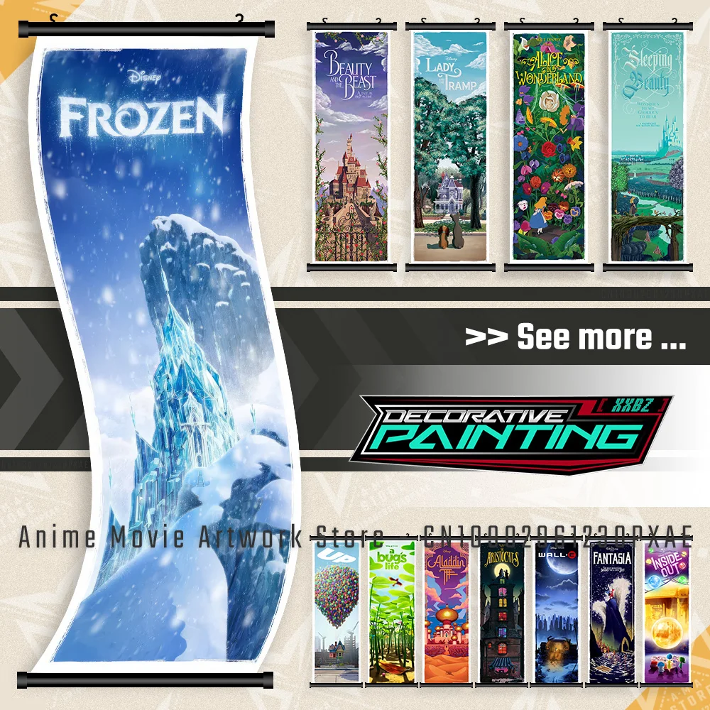 

Disney Cartoon Story Canvas Home Decoration Scrolls Picture Frozen Print Poster Wall Artwork Hanging Painting Bedside Background