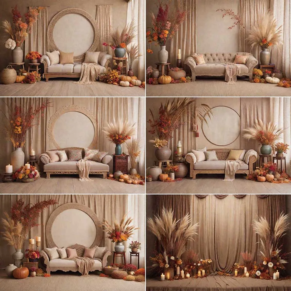 

MOON.QG Bohemia Cowboy Background Photography Boho Thanksgiving Thatch Photozone Backdrop Children Studio Photocall Accessories