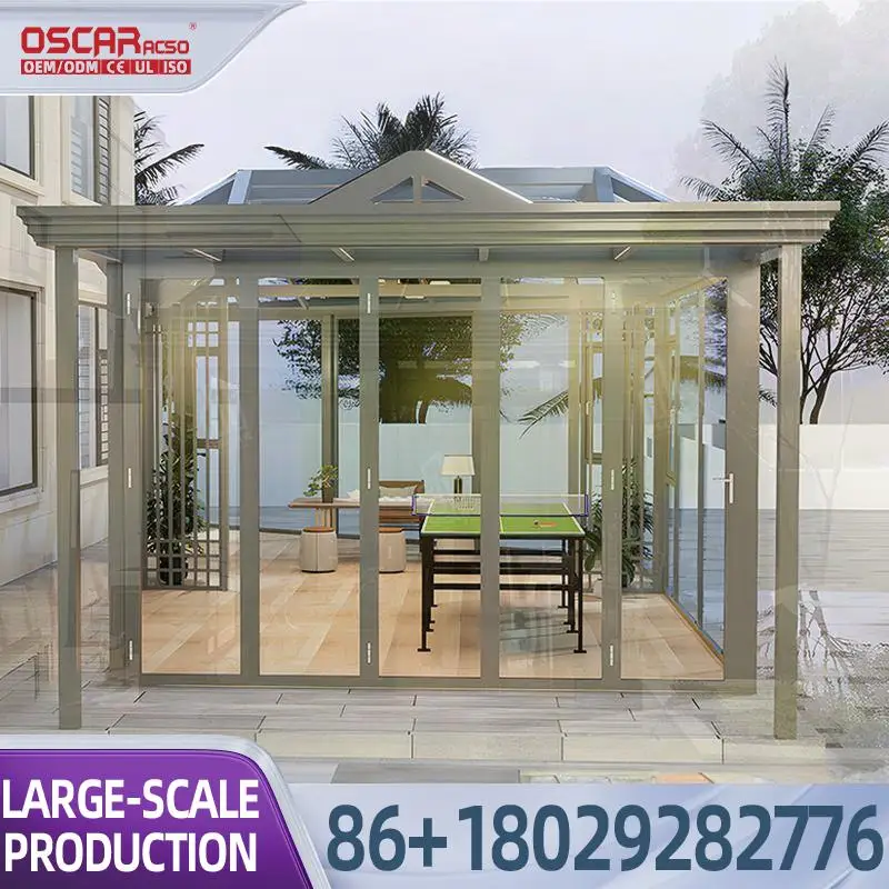 Open Double Glazed Aluminium Skylight Modular Prefab Glass House with Metal Frame for Patio Garden Balcony sunroom