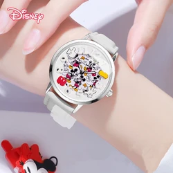 Disney Boys Fashion Cartoon Watch Cute Kids Mickey Mouse Watches Children Boys Girls Pu Leather Quartz WristWatch Clock Gift