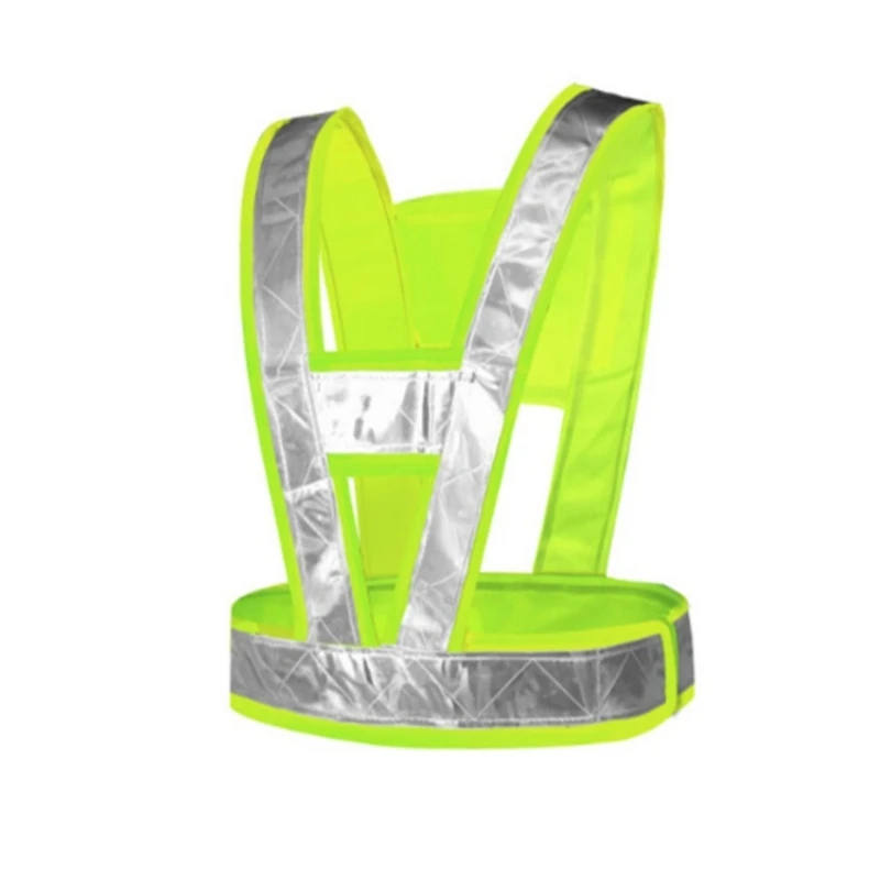 High Visibility V-shaped Traffic Reflective Vest Belt Fuorescent Green for Night Running Cycling Safety Security Warning Vest