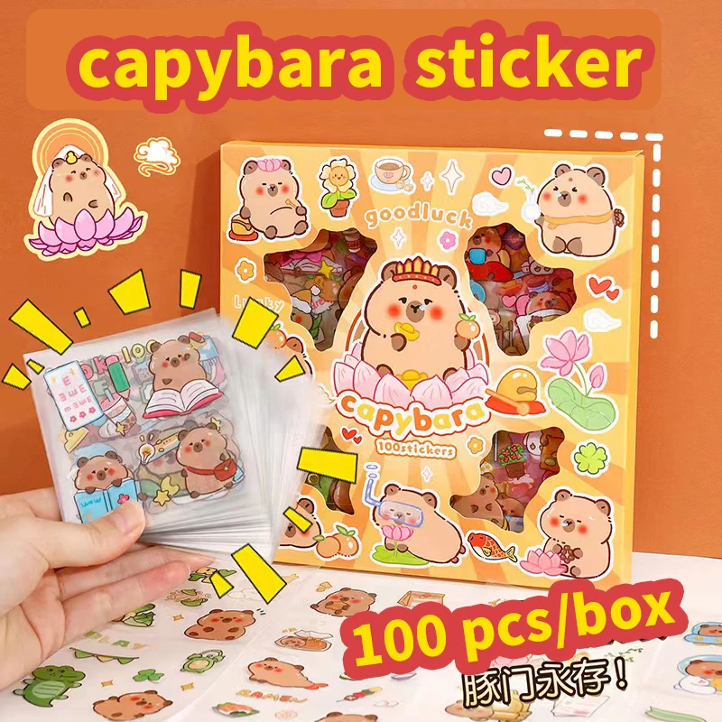 Kawaii stationery cute Capybara School supplies Diary Decoration journal sketchbook stickers pack for Scrapbooking aesthetic