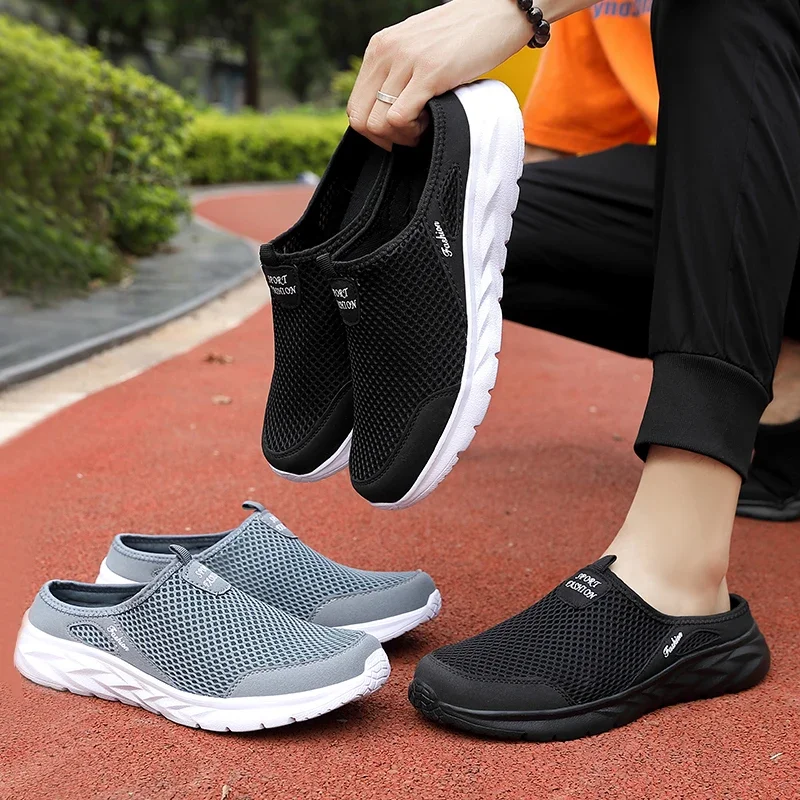 

New 2026 Mesh Breathable Soft Comfortable Flat-bottomed Slippers Summer Outdoor High Quality Anti-slip Men Leisure Shoes