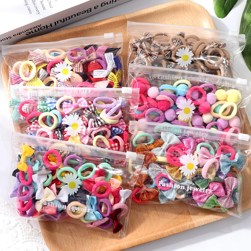 10/20pcs/Set Cute Bowknot Headbands Girls Elastic Hair Bands Hair Accessories For Kids Cartoon Bows Headwear Ornaments Gift