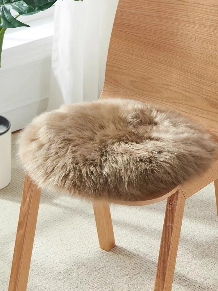 100% Real Wool Mat 6-9 Months Sheepskin Round Pad Sheep Hair Shaggy Plush Seat Cushion Natural Woolen Rug