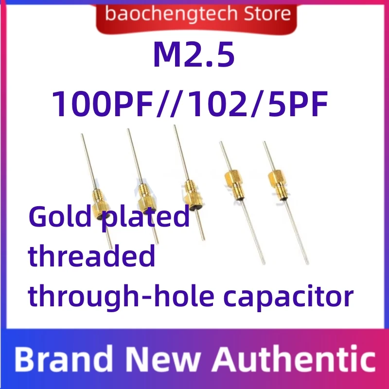 

5 10 20 PCS Gold plated threaded through-hole capacitor M2.5-100PF//102/5PF/100PF through-hole filter M2.5