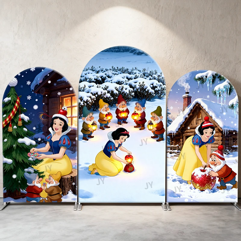

Snow White Arch Backdrop Cover Christmas Winter Theme Party Decor for Kids Birthday Baby Shower Photo Booth Props Event Decor