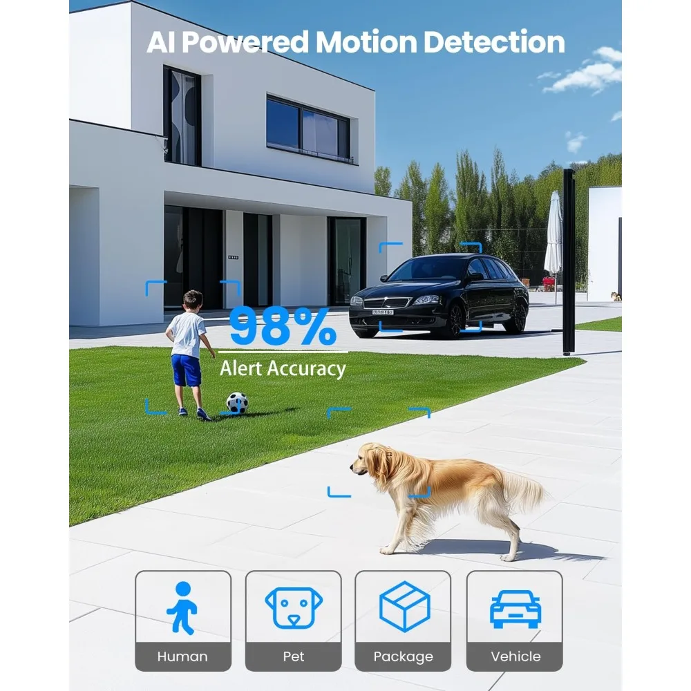 Security Cameras Wireless Outdoor 4 Pack, 3MP Security Cameras Wireless Outdoor, Pan Tilt 360°WiFi Camera