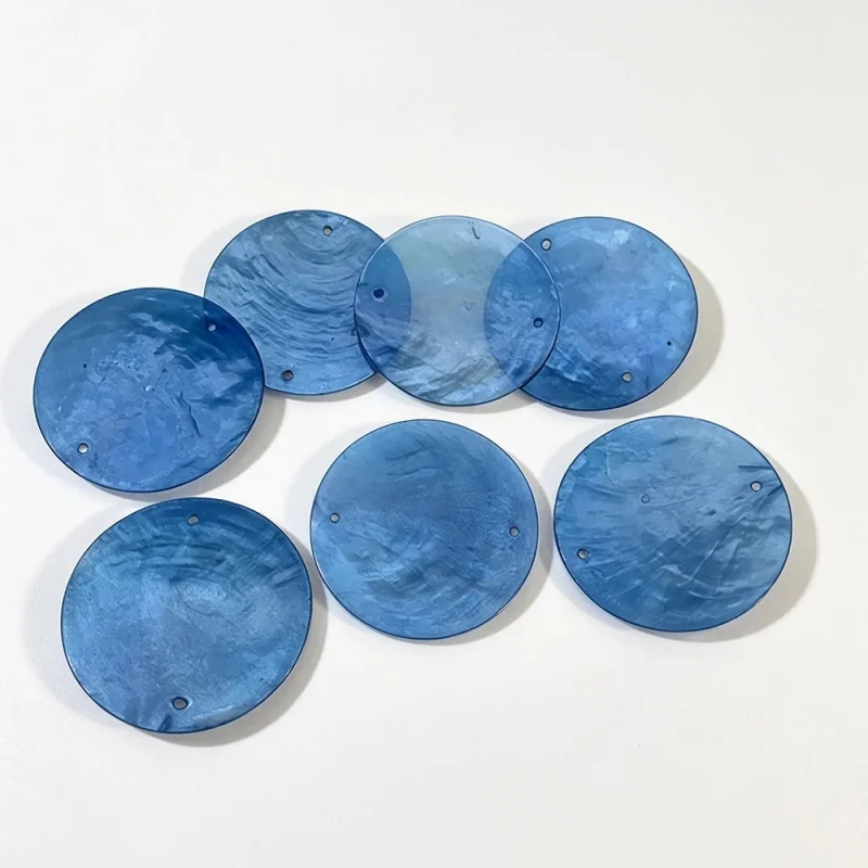 Color Double Hole Shell Disc Ocean Style DIY Jewelry Home Lighting Wind Chime Pendant Craftsmanship Earring Accessories
