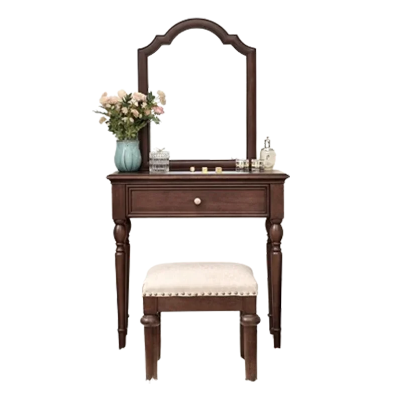 Nordic Brown Dresser Eithe Drawers Mirror Stool Modern Wooden Dressing Table Makeup Living Room Comoda Pra Quarto Furniture
